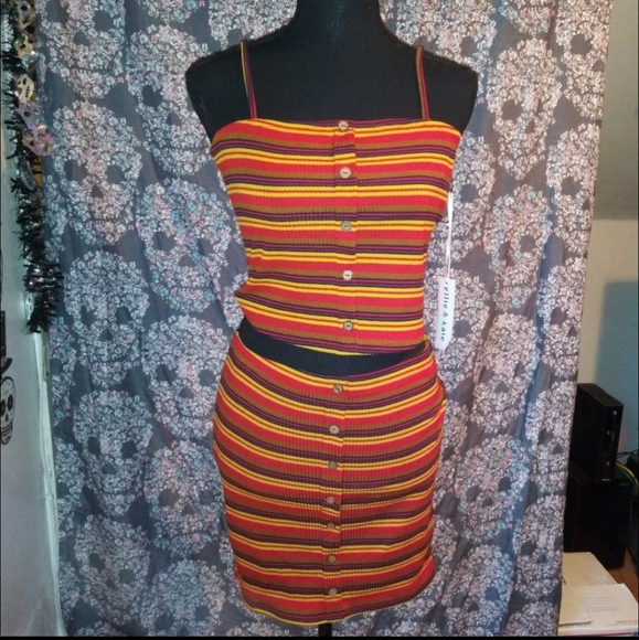 Rainbow Striped Ribbed Skirt Set - Picture 12 of 12